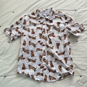 Old Navy Boys Bengal Tiger playing basketball Shirt XL 14-16 built in Flex